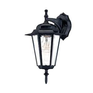 Camelot Collection 1-Light Matte Black Outdoor Wall Lantern Sconce