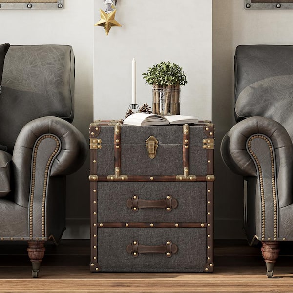 FUIN Vintage 2-Drawer Linen Storage Chest of Drawers Z03087 - The