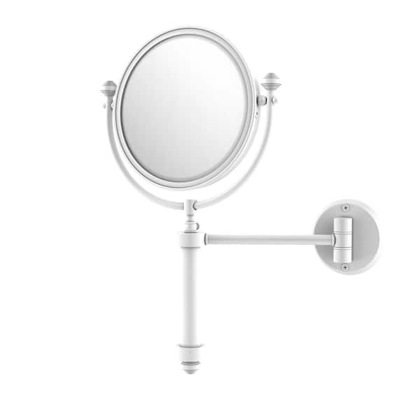 Allied Brass S-beach 8in. W x 15in. H Round Framed  Wall Mounted Magnifying Bathroom Make-Up Mirrorwith 4X Mag. in Matte White