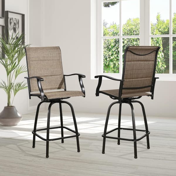 Trustmade Swivel Metal Outdoor Bar Stools Padded with Quick Dry Foam (Set of 2)