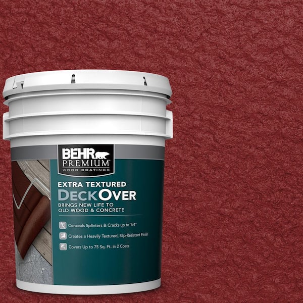 BEHR Premium Extra Textured DeckOver 5 gal. #SC-112 Barn Red Extra Textured Solid Color Exterior Wood and Concrete Coating