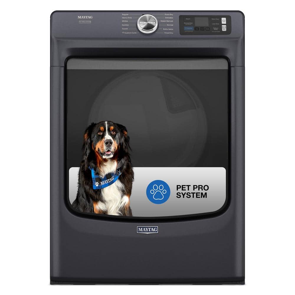 7.4 cu. ft. Vented Front Load Stackable Electric Dryer in Midnight Steel with Pet Pro Option