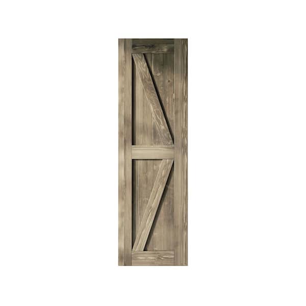 HOMACER 28 in. x 84 in. K-Frame Classic Gray Solid Natural Pine Wood Panel Interior Sliding Barn Door Slab with Frame