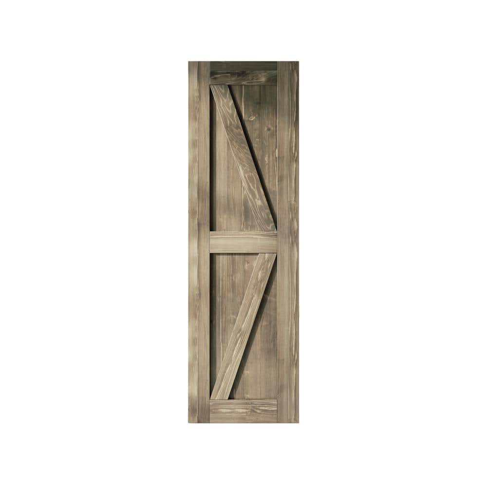 28 in. x 84 in. K-Frame Classic Gray Solid Natural Pine Wood Panel Interior Sliding Barn Door Slab with Frame price history on PriceWatchPro