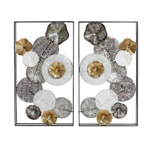 Metal Multi-Colored Modern Abstract Wall Decor (Set of 2)