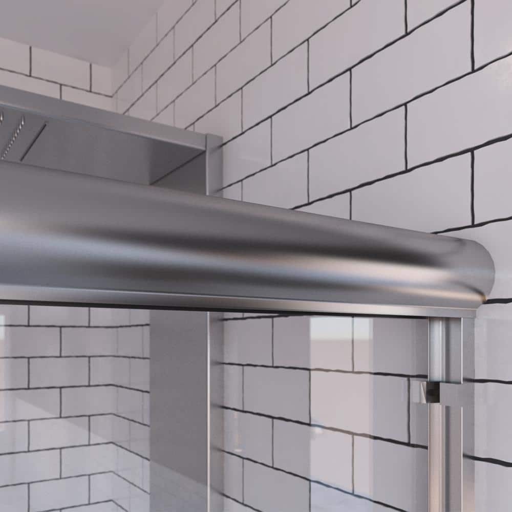 Distinctive 60" Chrome Semi-Frameless Sliding Tub Door with Clear Glass