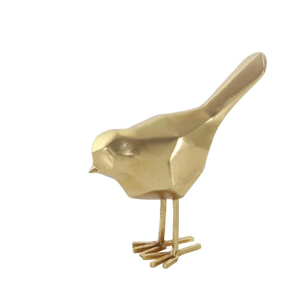 Gold Faceted Resin Bird Sculpture Set, 7" and 8"