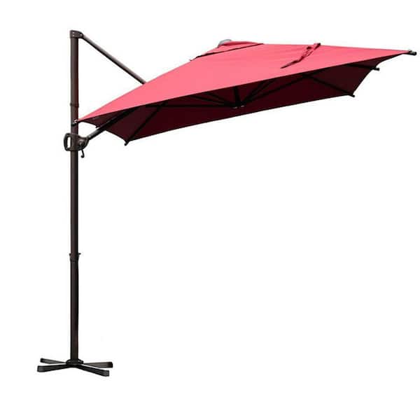 Abba Patio 9 ft. x 7 ft. Offset Cantilever Adjustable Vertical Tilt Offet Patio Umbrella in Dark Red