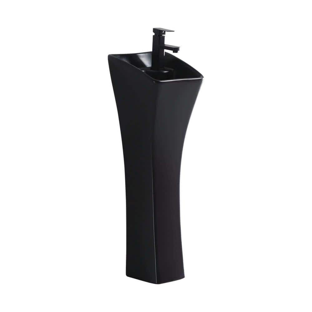 FINE FIXTURES Windfield 11 in. W x 12.62 in. L Modern Black Porcelain