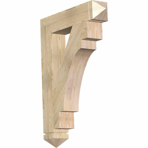Ekena Millwork 6 in. x 44 in. x 32 in. Douglas Fir Merced Arts and Crafts Rough Sawn Bracket