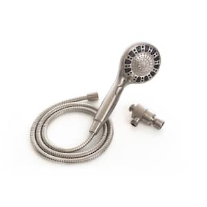 Push Release 6-Spray Wall Mount Handheld Shower Head 1.8 GPM in Brushed Nickel