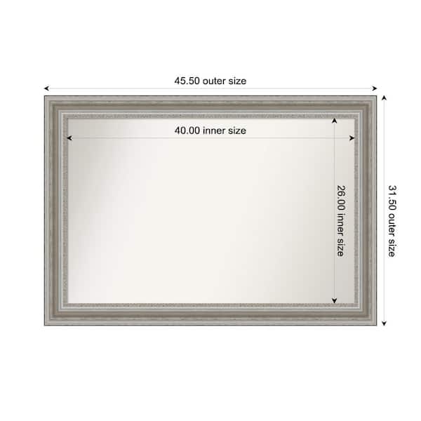 Amanti Art Parlor Silver 45.5 in. x 31.5 in. Custom Non-Beveled Recycled Polystyrene Framed Bathroom Vanity Wall Mirror