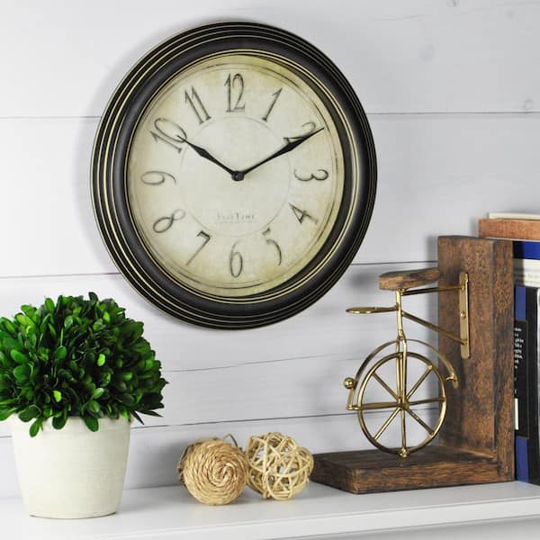 FirsTime 9.75 in. Round Distressed Plastic Wall Clock