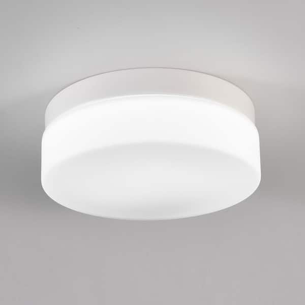 24W 5CCT 11.4 in. White LED Flush Mount Ceiling Light Fixture with White Glass Shade