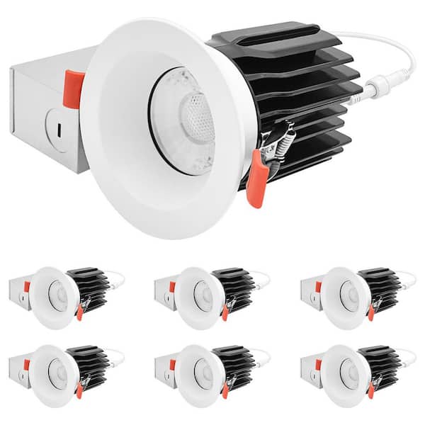 3 in. Integrated LED Regressed Canless Spotlight Plus Round White Trim,5CCT,15W,1250LM,CRI90,Dimmable 60° Beam 6 Pack