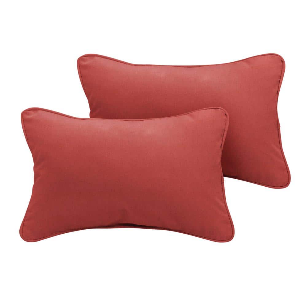 Sunbrella Terra Cotta Rectangular Outdoor Corded Lumbar Pillows (2-Pack)