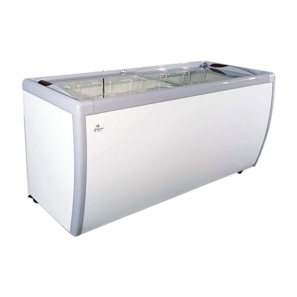 71 in. 20 cu. ft. NSF Manual Defrost Commercial Ice Cream Glass Dipping Cabinet Chest Freezer, 12 Tubs in White