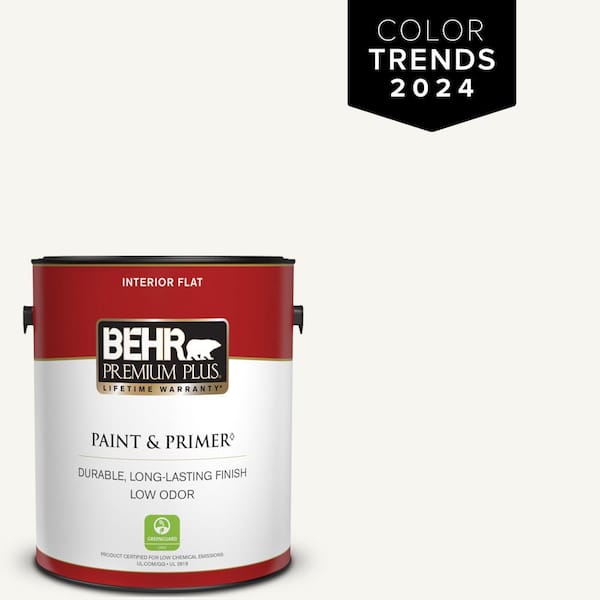 BEHR PREMIUM PLUS 1 gal. Designer Collection #DC-001 Whipped Cream Flat Low Odor Interior Paint & Primer