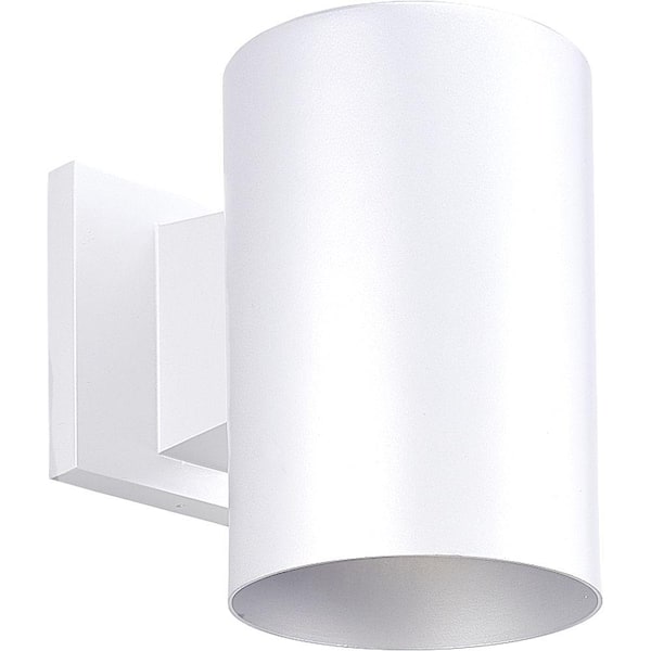 Progress Lighting Cylinder Collection 5" White Modern Outdoor Wall Lantern Light