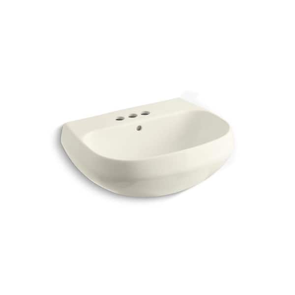KOHLER Wellworth Vitreous China Pedestal Sink Basin in Biscuit with Overflow Drain