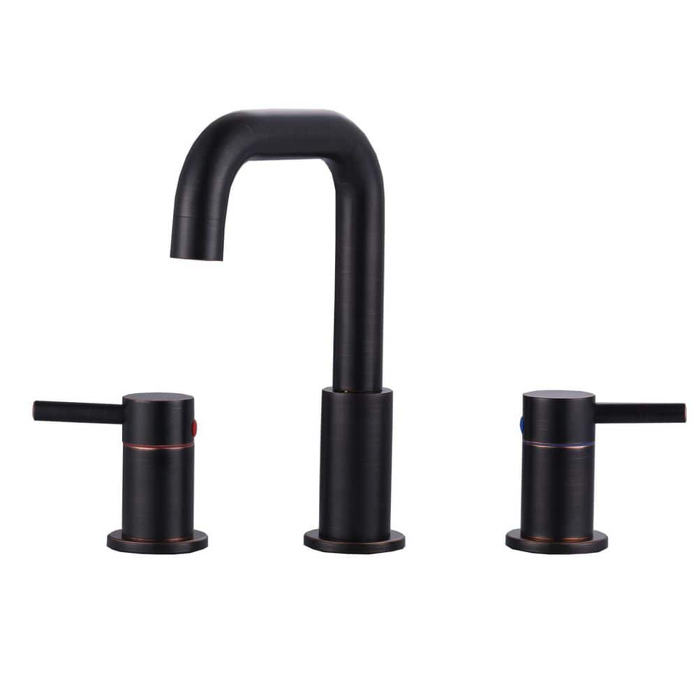 8 in. Widespread Double Handle High-Arc Bathroom Faucet with Pop-Up Drain in Oil Rubbed Bronze price history on PriceWatchPro