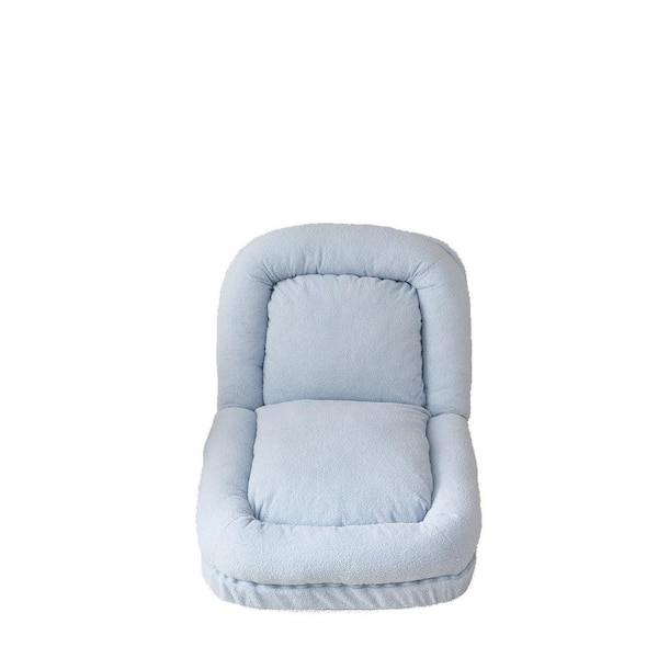 OGETFUUR Metal Outdoor Day Bed with Blue Cushions, Comfortable Triple Fold Down Sofa Bed for Dining, Bedroom and Livingroom, Blue