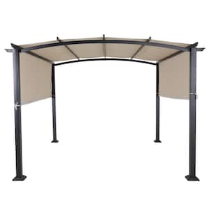 10 ft. x 10 ft. Steel Outdoor Arched Pergola with Adjustable and Removable Beige Canopy