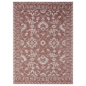Patio Country Ayala Terracotta/Ivory 8 ft. x 10 ft. Floral Indoor/Outdoor Area Rug
