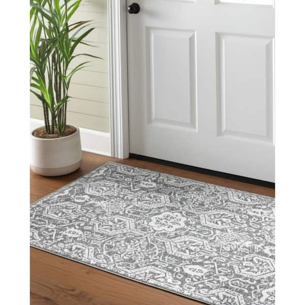 Gray 2 x 3 ft. Tufted Geometric Rectangle Indoor Area Rug