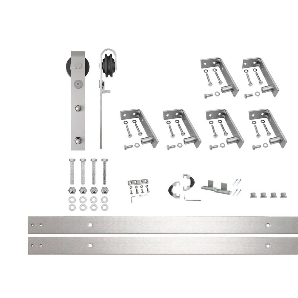 9 ft. /108 in. Brushed Nickel Ceiling Mount Non-Bypass Sliding Barn Door Track and Hardware Kit for Single Door price history on PriceWatchPro