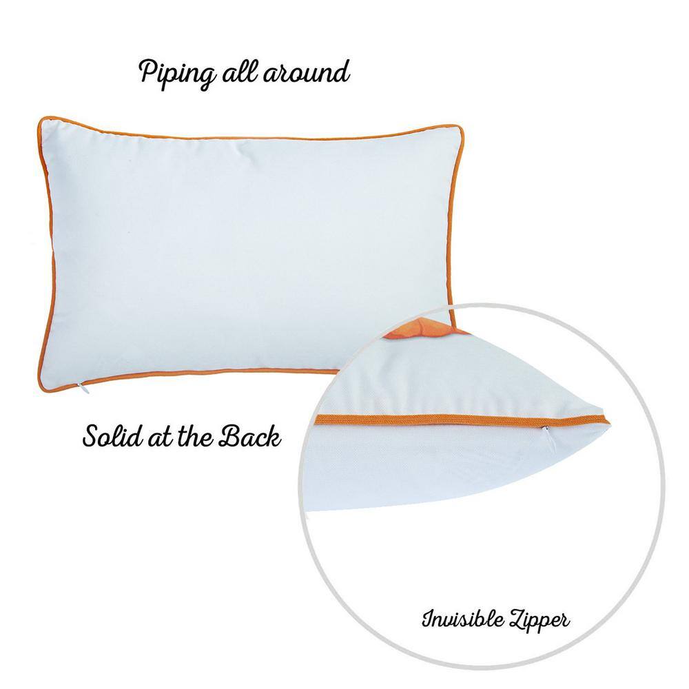 White and Orange Pumpkin Lumbar Throw Pillow Cover 12" x 20"