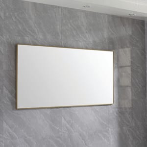 Gold 65 in. W x 34 in. H Large Rectangular Aluminium Framed Wall Mounted Bathroom Vanity Mirror in Gold