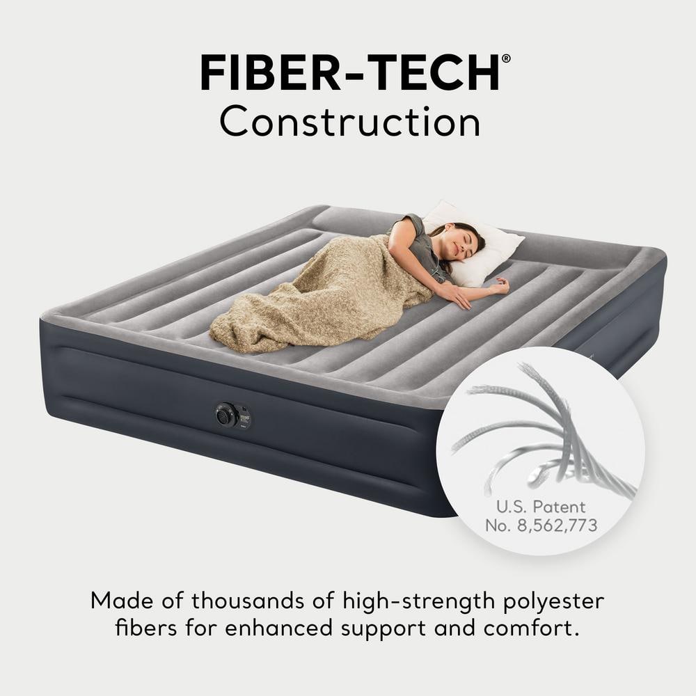 King Size Gray and Black Raised Air Mattress with Built-In Pump