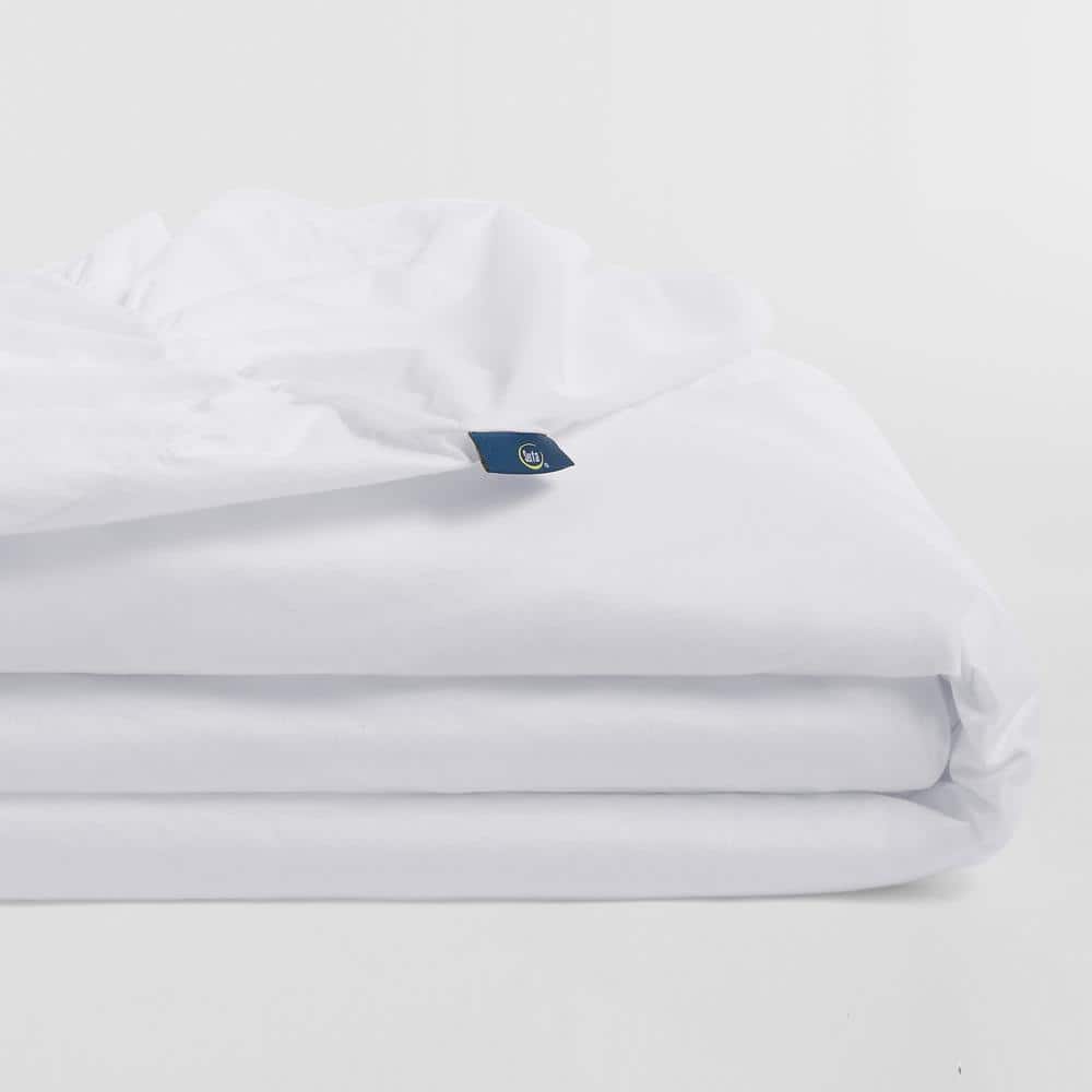 Queen White Waterproof Polyester Mattress Protector with Zipper