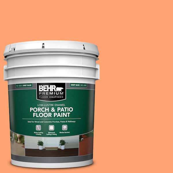 BEHR PREMIUM 5 gal. #P210-5 Cheerful Tangerine Low-Lustre Enamel Interior/Exterior Porch and Patio Floor Paint