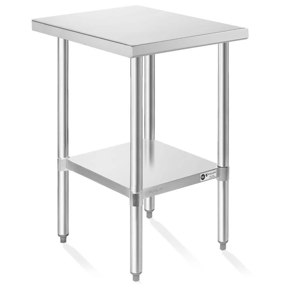 KUTLER Heavy Duty Stainless Steel Kitchen Prep Table with Adjustable Shelf