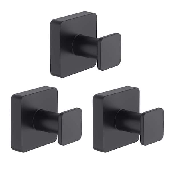 Bathroom Accessories Knob Robe/Towel Hook 3-Pieces in Matte Black