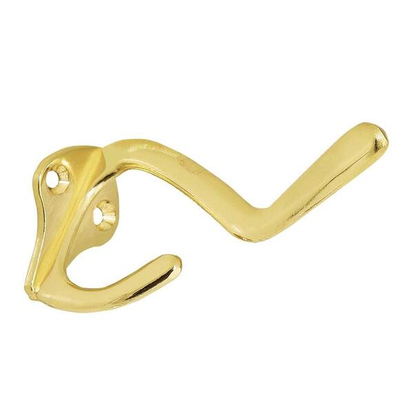 Design House 3 in. Polished Brass Double Hat and Coat Hook