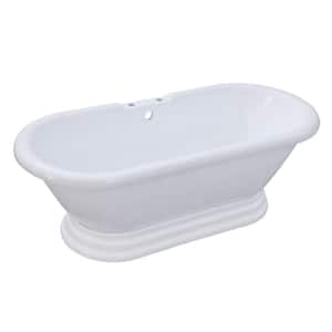 Aqua Eden 67 in. x 30 in. Acrylic Pedestal Soaking Bathtub in Glossy White with 7 in. Faucet Drillings