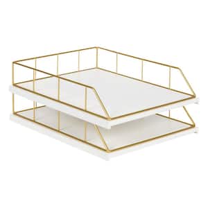 Benbrook White/Gold Metal Letter Tray (2-Pack)