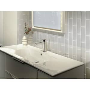 Beige 3-in. x 12-in. Polished Glass Mosaic Floor and Wall Tile (5 Sq ft/case)