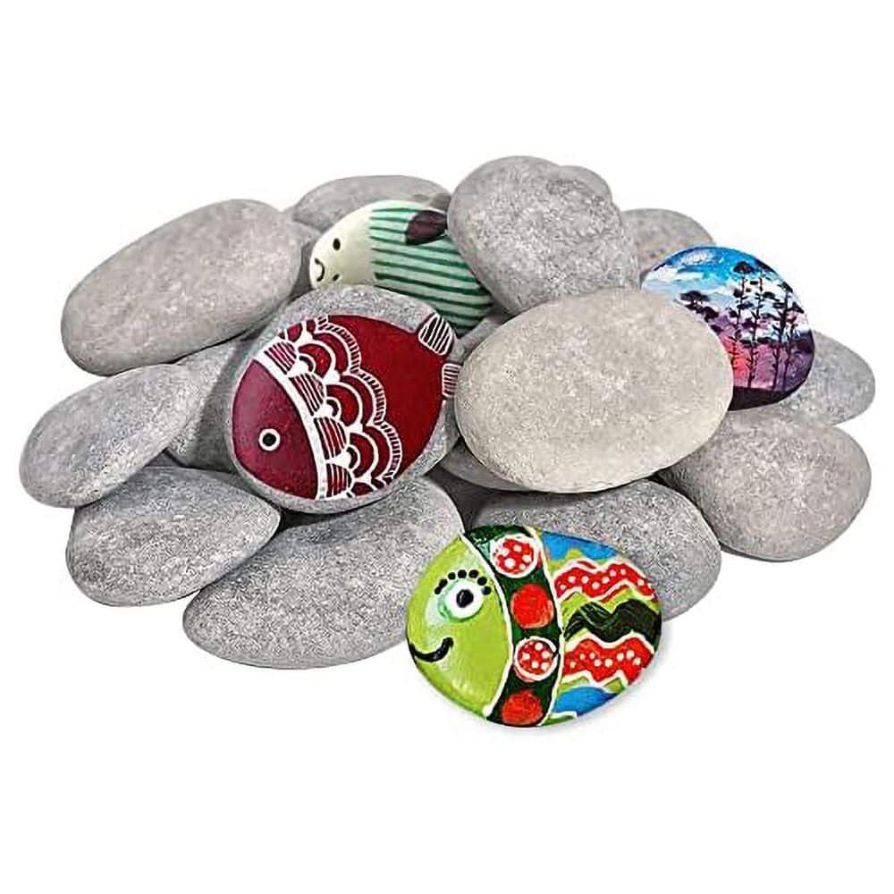 .N/A 2.63 lbs. Bag Large Grey Painting Rocks Natural River Stones ...