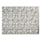 18.25 in. x 24.25 in. Crosshatch Silver Traditional Style # 1 PVC Decorative Backsplash Panel