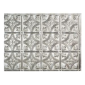 18.25 in. x 24.25 in. Crosshatch Silver Traditional Style # 1 PVC Decorative Backsplash Panel
