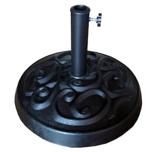33 lbs. Round Patterned Resin Patio Umbrella Base Holder in Black for 1.5 in. to 1.89 in. Umbrella Pole