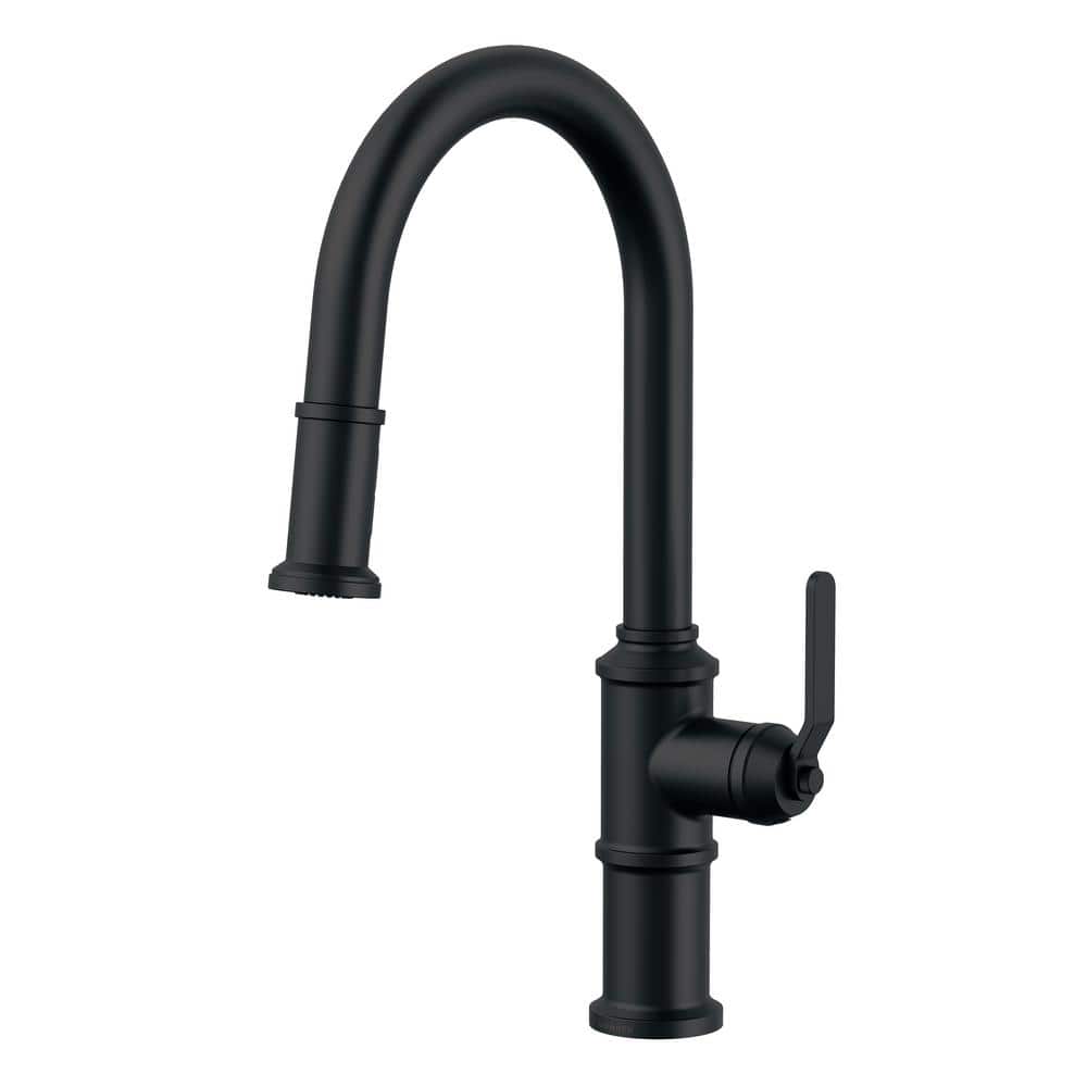 Satin Black Brass Single Handle Pull-Down Kitchen Faucet
