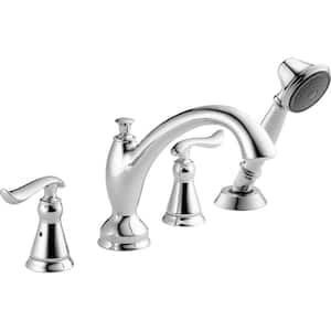 Linden 2-Handle Deck-Mount Roman Tub Faucet with Hand Shower Trim Kit Only in Chrome (Valve Not Included)