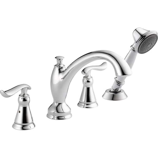 Delta Linden 2-Handle Deck-Mount Roman Tub Faucet with Hand Shower Trim Kit Only in Chrome (Valve Not Included)