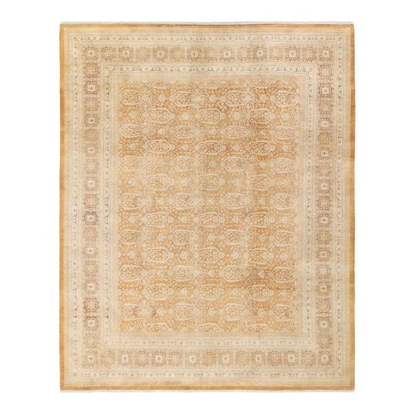 Mogul 9 ft. x 12 ft. Brown Oriental Wool Indoor Area Rug