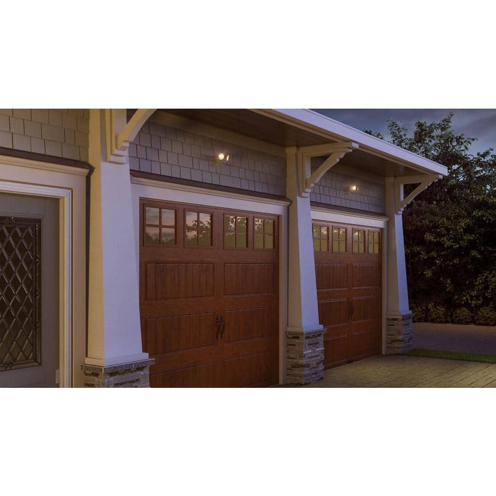 White Motion-Sensing Dual Bulb Outdoor Floodlight